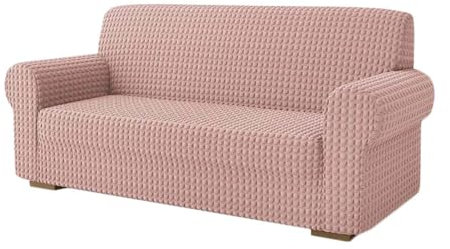 Copridivano Galaxy in Tessuto Bolle Elasticizzato, Vestibilità Universale, Copertura Totale del divano (Rosa, Tre posti)