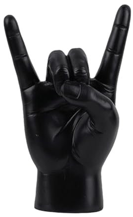 Gralara Stein Handzeichen Skulptur Künstlerische Finger Deko für Zuhause, Schwarz rechts