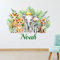 Personalised Safari Wall Stickers, Nursery Jungle theme wall stickers, Custom name animal wall art, kid's Bedroom decals