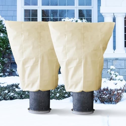 Garden Tailor Voile d'hivernage Plante Housses Protection: 2 Pack 70g/m² 80cmx100cm avec Fermeture éclair pour Plantes Palmiers en Pot d'olivier Résistant aux Déchirures UV Stable Réutilisable Beige