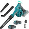 Soffiatore a Batteria, Soffiatore Elettrico 20V con 2 Batterie e Caricabatterie, Soffiatore Foglie 165CFM con 6 Modalità di Velocità, Leggero per Prato, Patio, Soffiare Foglie e Polvere