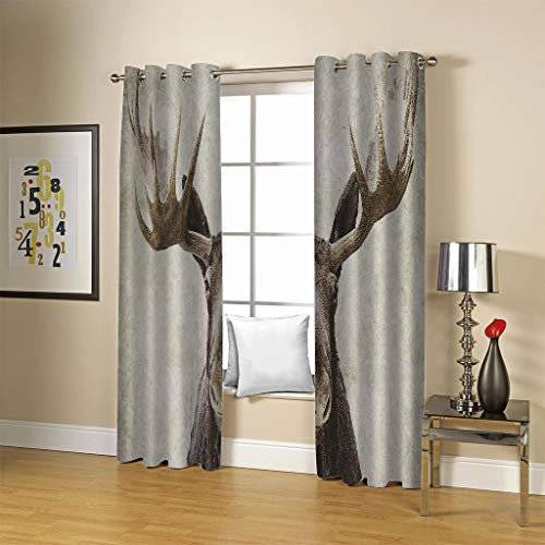 FYRHLH Fenster Vorhang Schlaufen-Vorhang Tiere & Hirsche Dekorative Gardine Schlaufenschal Fenster-Schal Größe:B280 x H175cm