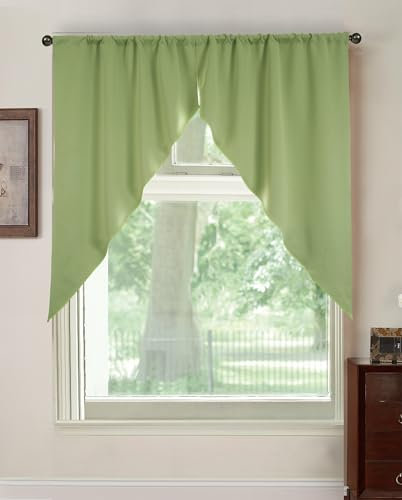 Whoiy Tende semi-oscuranti per finestre, 160 cm di altezza, in poliestere, tinta unita, 2 pezzi, tenda corta, triangolare, moderna, 160 x 90 cm