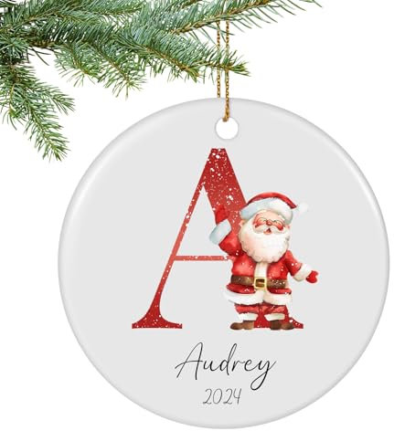 Personalisierte Weihnachtsschmuck 2025, Keramik, individueller Name, Datum, Initiale A-Z, Monogramm, Weihnachtsdekoration, personalisierbar, Christbaumschmuck für Kinder, Paare, Familie, Freunde