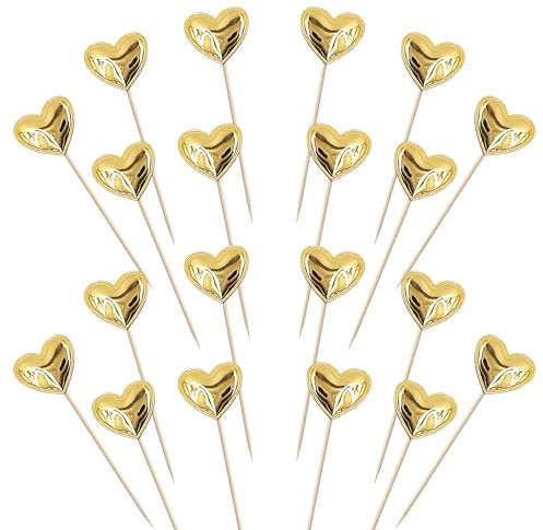 30 Stück Liebe Herz Tortendeko PU-Material Liebe Herz Form Cupcake Toppers Glitzern Herz Geburtstag Kuchen Deko für Valentinstag Baby Dusche Verlobung Hochzeit Party Kuchen Dekorationen Gold