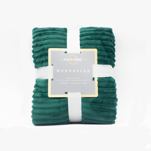 Warme Kuscheldecke 150x200cm - Weiche Wohndecke, Flauschige Fleecedecke, Sofadecke & Couchdecke, Überwurf Bett und Sofa, Wohn- & Kuscheldecke,Öko-Tex (Dunkegrün)