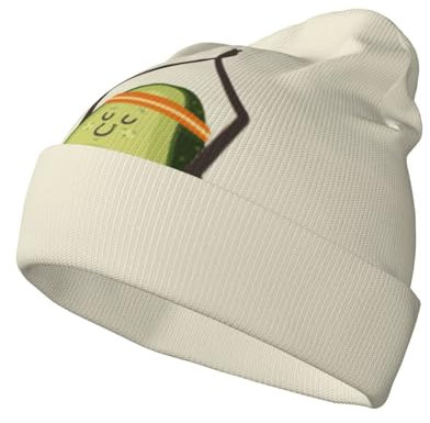JEJEA Warme Wintermütze mit niedlichem Avocado-Druck, Unisex, modisch, Strickmütze, warme Mütze für Erwachsene, kaltes Wetter, Totenkopfkappe, Schwarz, Schwarz , Einheitsgröße