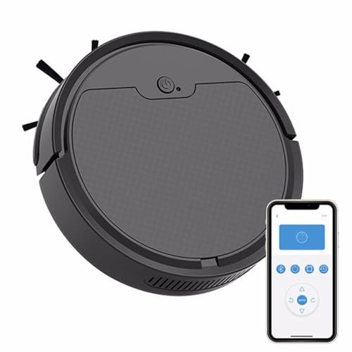 SMTSEC Robot Aspirapolvere Lavapavimenti con Mappatura, 3-in-1 Robot Aspirapolvere Smart App Control Robot Spazzante con Potente Aspirazione 1800Pa per Tappeti E Pavimenti Duri,Black-1 Pack