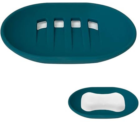 Silikon Ablauf Seifenschale, Rutschfester und Tragbarer Seifenhalter, Halten Seife Trocken, Für Küchenspüle, Seifenhalter für Küchenspüle, Grün