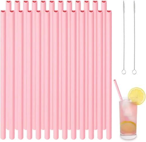 YXL 50 Pieces Straws with 2 Cleaning Brushes, Reusable Heart-Shaped Straws, Drinking Straws for All Kinds of Smoothie Milkshakes, Valentine's Day, Birthday Party, Weddings Parties