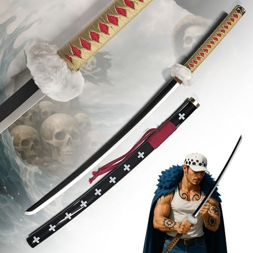 One Piece – Trafalgar Law Schwert Replik brauner Griff Holzversion | 101 cm mit Scheide | Hochwertiges Dekoschwert für Cosplay & Sammler | Anime Zubehör Geschenk für Fans