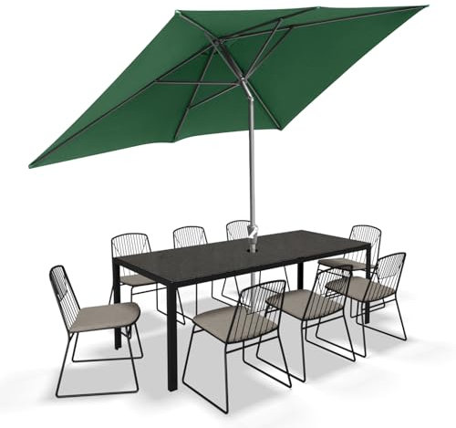 Jaxguom Ombrellone parasole rettangolare 140 x 210 cm/200 x 300 cm, ombrellone da giardino, terrazzo, parasole, pieghevole, grande ombrello per balcone, terrazza, giardino, senza supporto, Ombrello
