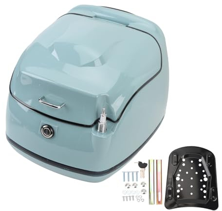 Segrehy 38L Motorrad-Top-Box Retro-Wasser beständige Motorrad-Kofferraum-Koffer-Universal-Fit-Elektro Roller (Blau)