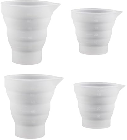 Silicone Laundry Dosing Ball for Liquid Detergent,4 PCS Foldable Silicone Measuring Cups with Graduation Marks,Reusable Laundry Liquid Dispenser,for Laundry,Baking & Labs Household (50ml & 100ml)
