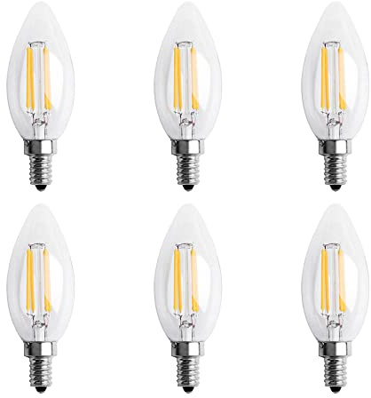ISTOVO 6X Dimmbare C35 E12 4W COB Kerze Flamme Filament LED GlüHbirne Lampe 10 x 3,5 cm