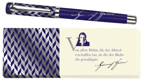 moses. libri_x Tintenroller Heinrich Heine, Tintenschreiber aus Metall mit blauer Mine, Bedruckt mit Zitat von Heinrich Heine, in einer schönen Schachtel
