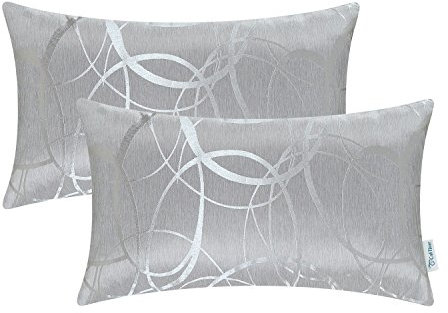 CaliTime Kissenbezüge für Dekokissen, 2 Stück, für Couch und Sofa, Heimdekoration, modern, glänzende und stumpfe Kontraste, geometrische Formen, Polyester-Mischgewebe, Silbergrau, 30cm x 50cm