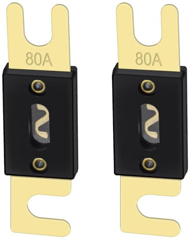Heschen ANL-Sicherung, 80 A, für Kfz-Audiosysteme, goldfarben & schwarz, 2er-Pack