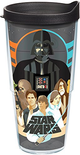 Tervis 1254455 Star Wars - Vaso térmico clásico con envoltura y tapa negra, Tritan, transparente
