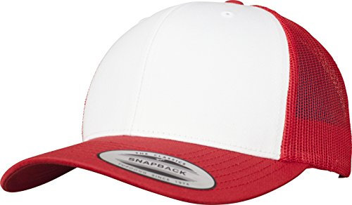 Flexfit Unisex Retro trucker farvet front Kappe, red/wht/red, Einheitsgröße EU