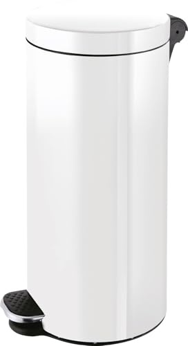helit H2404305 - Silberionen-Tretabfallbehälter, „the knight“, 30 Liter, weiß