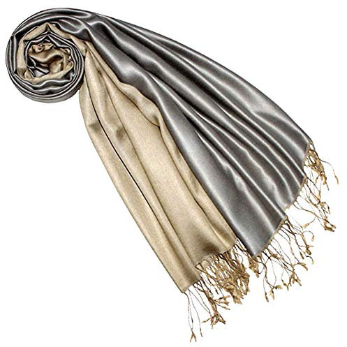 Lorenzo Cana Luxus Pashmina Damenschal Wendeschal 70% Seide 30% Viskose Schaltuch 70 cm x 190 cm zweifarbig Schal Stola Umschlagtuch wendbar Double Face 7842277