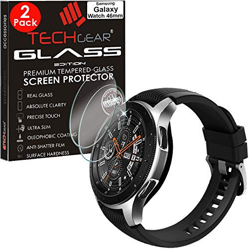 TECHGEAR [2 Pack] VERRE Trempé pour Galaxy Watch 46mm, Protection Écran en Verre Trempé Compatible pour Montre Activité Smart Watch Fitness Samsung Galaxy Watch 46mm