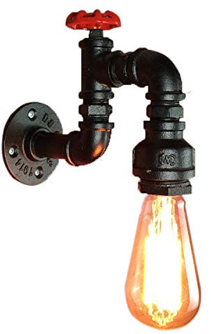 PETITES ECREVISSES Retro Industrie Wasserrohr Wandleuchte,Metall Wandlampe Editon LED Rohr Licht Innendekoration Design,Schwarz