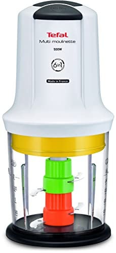 Tefal MQ7231 picadora eléctrica de alimentos 0,5 L Negro, Transparente, Blanco 500 W - Picadoras eléctricas de alimentos (0,5 L, 0,3 kg, Francia, Negro, Transparente, Blanco, De plástico, Botones)