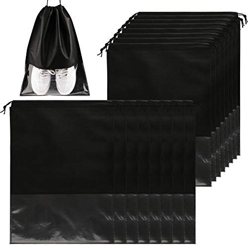 16 PCS Sacs de Chaussures de Voyage, Sac de Rangement de Chaussure pour Portable Grand Organisateur de Chaussure Sac de Rangement de Chaussure étanche à la Poussière,Noir