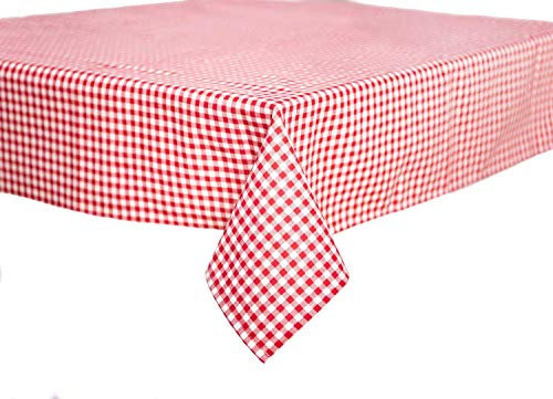 texpot Landhaus Tischdecke 130 x 190 cm rot-weiß Kariert 5 mm Karo 100% Baumwolle
