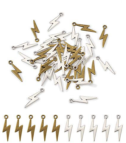 Cheriswelry 100 Stück Kugelblitz-Anhänger aus Legierung, ausgefallene Form, Anhänger zur Herstellung von Schmuck, Handwerk (Antik-Bronze/Silber)