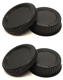 Lot de 2 + 2 caches pour Objectif arrière et Cache Griffe pour Appareil Photo Nikon D850 D810 D780 D750 D610 D7500 D3500 D7000 D90 w/AF AF-S AF-P