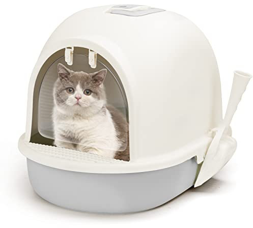 Nobleza - Toilette per Gatti, Vassoio per Lettiera Chiuso, Lettiera per Gatti Coperta con Maniglia, Dotata di Paletta e Filtro, l63*w46*h42.5cm, Grigio