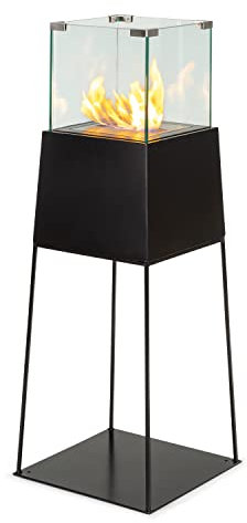 blumfeldt Firetower Ethanol-Kamin - Edelstahlbrenner mit 250 ml Volumen, bis zu 1,5 h Brenndauer, verbrennt geruchsneutral und rückstandsfrei, integrierte Löschhilfe, Flammenschutz, schwarz