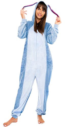 Disney Eeyore Onesie Für Frauen | Eeyore Kostüm Für Erwachsene | Damen Fleece Pyjama | Offizielle Winnie Pooh Merchandise | Blau | Large