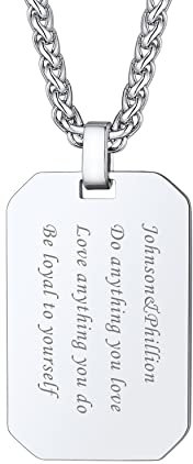 Bandmax Namenskette Militärische Dog Tag personalisiert achteckige Erkennungsmarke Anhänger Edelstahl Weizenkette 50+5cm Hundemarke Modeschmuck Accessoire für Frauen Männer