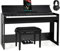 Classic Cantabile DP-S1 SM E-Piano Set - 88 gewichtete Tasten mit Hammermechanik und Anschlagdynamik - 10 Klänge - Slimline-Design - Spar-Set inkl. Klavierbank, Kopfhörer & Schule - Schwarz matt