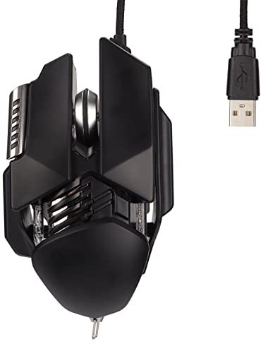 Lazmin112 Ratón Mecánico RGB para Juegos con Cable, 12800 dpi, Cable USB, Botón 6D, Ratón USB Retráctil Ergonómico para Juegos de Ordenador para Ordenador Portátil PC Mac Work