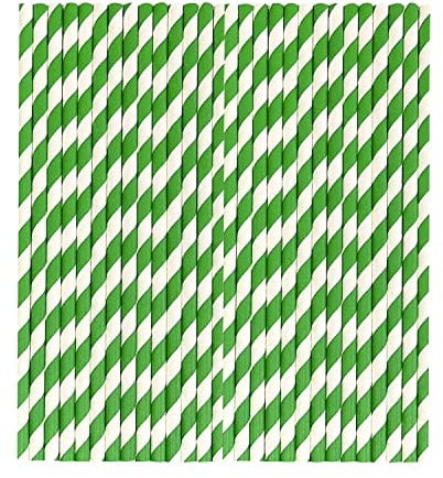 WedDecor Confezione da 100 cannucce di carta biodegradabili, ideali per bere cocktail, bevande fredde e alcol, adatte a tutte le occasioni e matrimoni, Natale, feste, verde e bianco