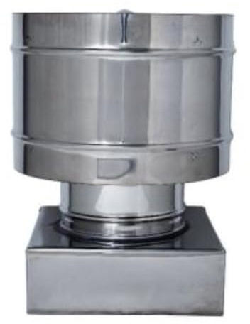 Comignolo Terminale Circolare 4 Venti Per Canna Fumaria Su Base Quadrata In Acciaio Inox per camino, stufa o caldaia (52 X 52 CM, Ø 300 mm)