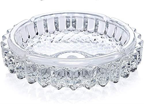Premium Large Crystal Glass Ashtray Cut Round Cigarette Bar Pub Restaurant Office Smoke Candy Jewellery Tableware Gift