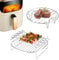 Air Fryer Rack 2Pcs Stainless Steel Air Fryer Accessories with 4Pcs Barbecue Sticks Stainless Steel Grilling Rack Air Fryer Double Layer Rack Cooking Rack for Oven Microwave Baking Roasting