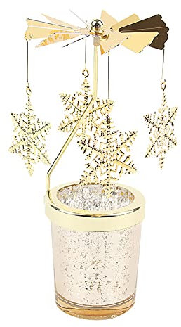 Rotierender Kerzenhalter Glas, Karussell Teelicht Teelichthalter Motiv Schneeflocke Spinnen Teelicht Kerzenhalter Kerzenständer Weihnachtsdeko für Geburtstag Hochzeit Deko Wohnzimmer Tischdeko