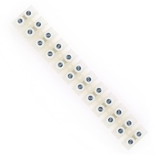 60A Amp Terminal Block, 12 Way Electrical Terminals, Clear Polyethylene Electrical Connector Strips, Chocolate Chock Blocks For Wire Connecting/Joining Cables, Dual Row 12 Piece Position Wire