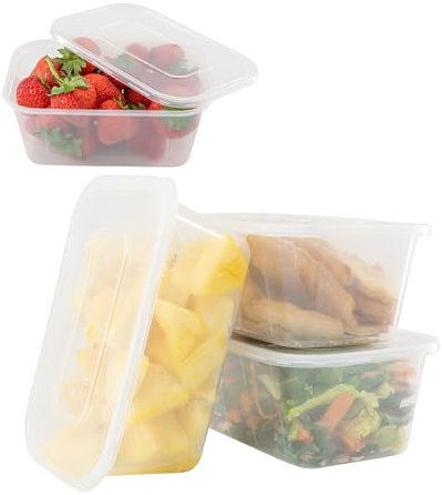 Coselena 50 Pcs Plastic Food Storage Containers - 1000ml Microwaveable Food Containers - Reusable Takeaway Containers with Lids, Sandwich Box, Food Prep with Lids for Indoor & Outdoor Use