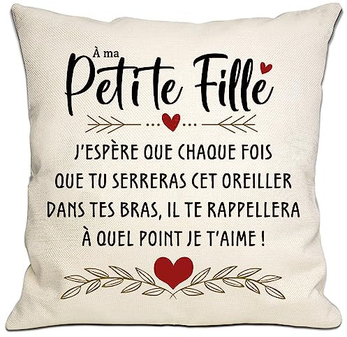 Bommex Cadeau pour Petite-Fille J'espère qu'à Chaque Fois Que tu serres ce Coussin, il Te rappelle à Quel Point Je t'aime Housse pour Anniversaire et Noël