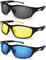 Jeemeele Motorradbrillen, 3 Paar Dirtbike-Brillen, polarisierte Sonnenbrille, ATV-Brille, Reitbrille, polarisierte Sport-Sonnenbrille für Männer und Frauen, Laufen, Radfahren, Angeln, Golf, Surfen,