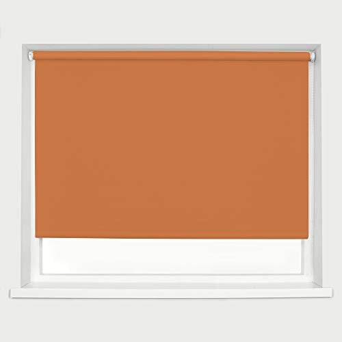 Made To Measure Orange Blackout Roller Blinds Thermal Blackout Material Metal Brackets & FIttings 25mm Roller Tube Easy Fit Child Safe Bedroom Office60cm Width x 160cm Length