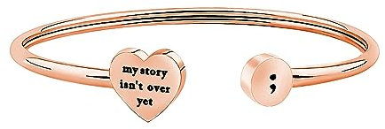 PLITI Mental Health Awareness Gift Suicide Prevention Awareness Gift My Story Isn't Over Yet Semikolon Bracelet, M, Edelstahl